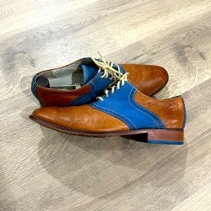 Cole Haan Blue Brown Derby SZ 10 Nike Air Soles